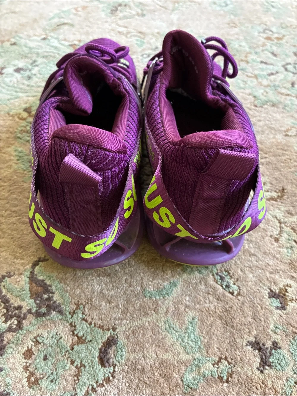 Women's Purple Knit Sneakers with Neon Lime Accents